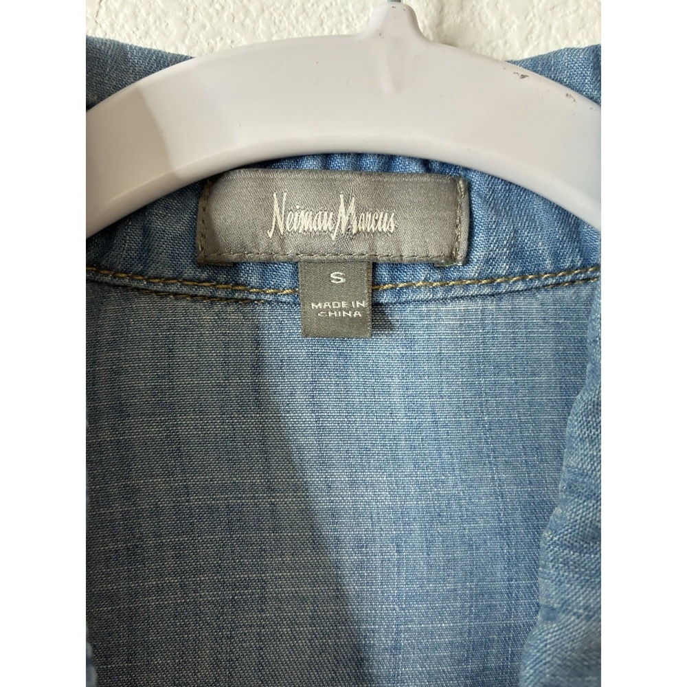 Neiman Marcus Shirt Dress Womens S Blue Denim Long Sleeve Button Up - Picture 5 of 12